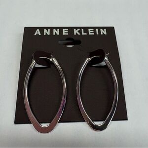 Anne Klein Large Oval Hoop Earrings in Silver Tone
